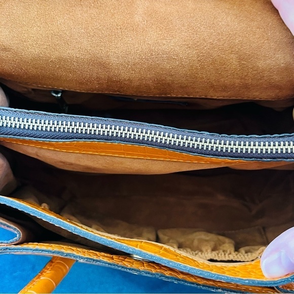 Patricia Nash Notely Croc Embossed Leather Flap Satchel Crossbody Bag - Picture 4 of 11